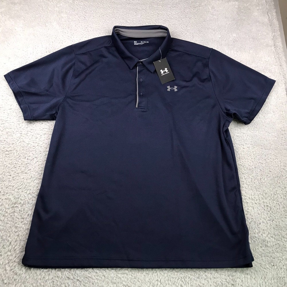 Under Armour Tech Polo Shirt Mens 3XL Loose Navy Stretch Casual Performance NEW
